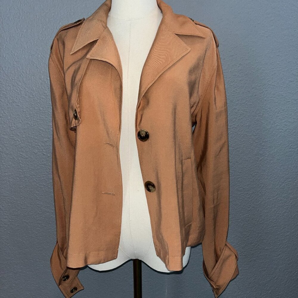 SANCTUARY X ANTHROPOLOGIE Cropped Trench Coat Jacket - Cognac - EUC - Size Small